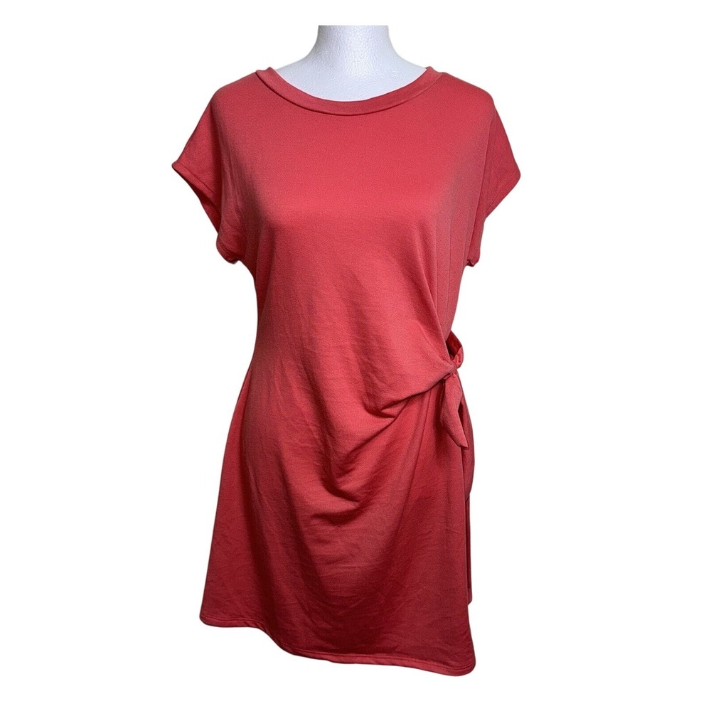 See You Monday LA Coral Tie-Waist Mini Dress |‎ Minimalist Summer Chic S